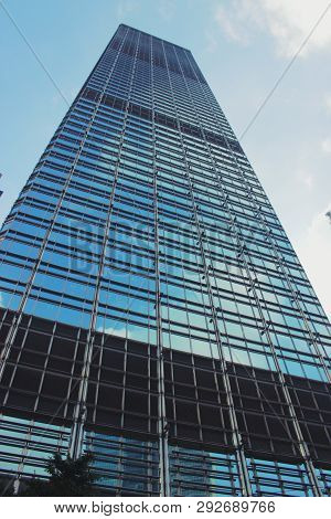 Hongkong - September 20,2014: The Sky Crapper On The Blue Sky