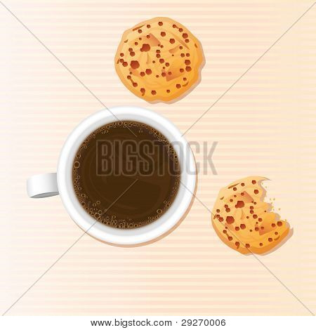 kaffe og kiks på bordet