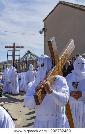 Bercianos De Aliste, Zamora, Spain; April 2017: Procession Of The Holy Burial In The Procession Of T