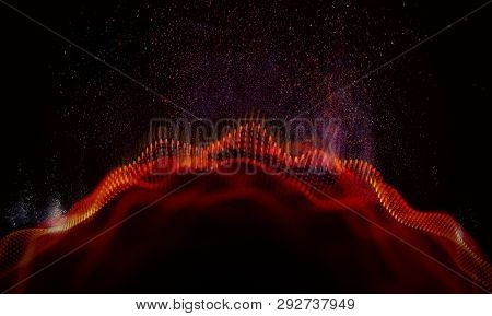 Abstract Red Geometrical Background . Connection Structure. Science Background. Futuristic Technolog