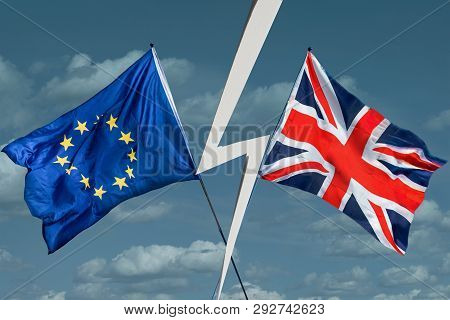 European Union And Uk Flags, Brexit Eu Concept