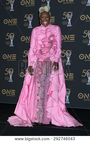 LOS ANGELES - MAR 30:  Cynthia Erivo at the 50th NAACP Image Awards - Press Room at the Dolby Theater on March 30, 2019 in Los Angeles, CA