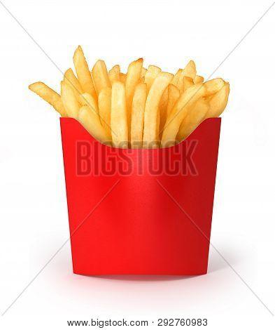 French Fries On White Background