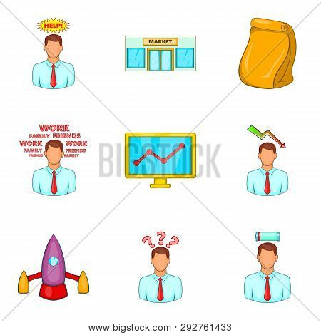 Breadwinner Icons Set. Cartoon Set Of 9 Breadwinner Icons For Web Isolated On White Background