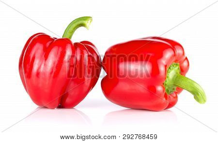 Pair Of Red Bellpepper Isolated On White Background