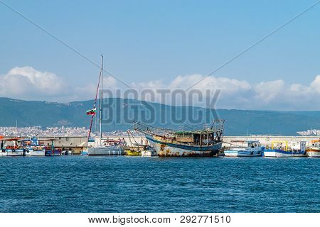 Nessebar, Bulgaria - 2 Sep 2018: Fishing Boats At The Harbor Port Of Nessebar, One Of The Major Seas