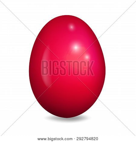 Easter Egg 3d Vector Illustration. Glossy Red Egg