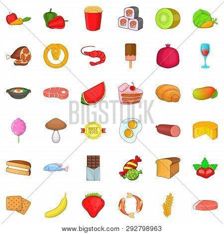 Offer Icons Set. Cartoon Style Of 36 Offer Icons For Web Isolated On White Background