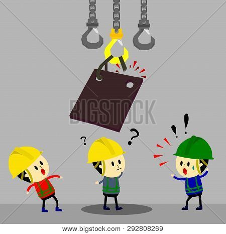 Accident From Lifting Chain Holding Heavy Metal Sheet Above Worker,unsafe Situation,safety Engineeri
