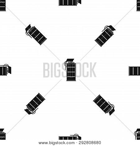 Stun Grenade Pattern Repeat Seamless In Black Color For Any Design. Geometric Illustration