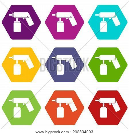 Spray Aerosol Can Bottle With A Nozzle Icon Set Many Color Hexahedron Isolated On White Illustration