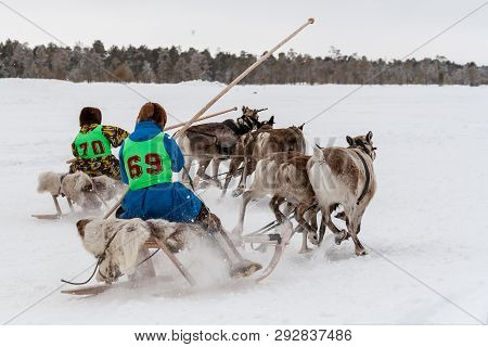 Russkinskaya, Surgut, Russia, 03/23/2019: Open Traditional Holiday Of Reindeer Herders And Fishermen