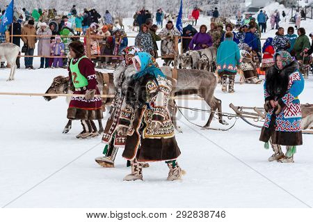 Russkinskaya, Surgut, Russia, 03/23/2019: Open Traditional Holiday Of Reindeer Herders And Fishermen