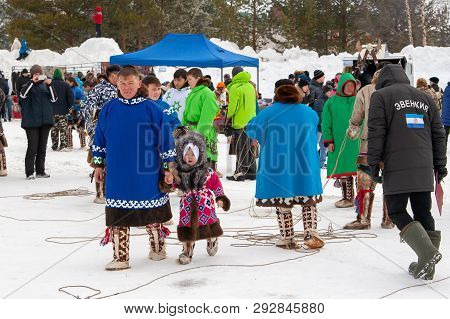 Russkinskaya, Surgut, Russia, 03/23/2019: Open Traditional Holiday Of Reindeer Herders And Fishermen