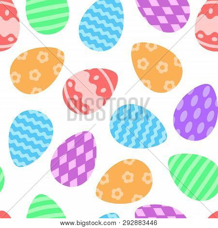 Colorful Easter Eggs Seamless Pattern. Vector Illustration