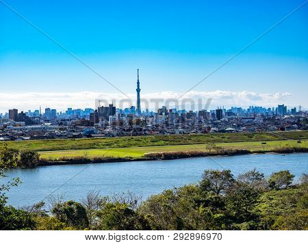Looking Across The Edo River (edogawa - 江戸川) Into Tokyo.