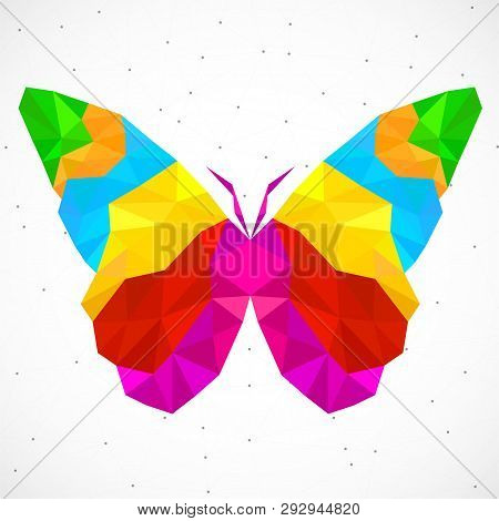 Abstract Butterfly Of Colorful Triangles, Polygonal Geometric Structure