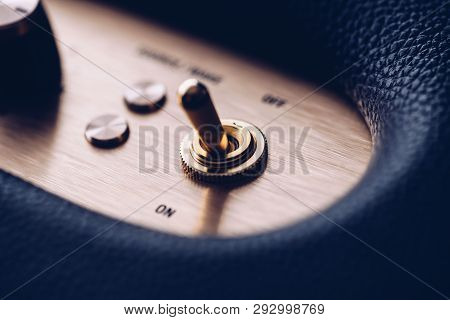 On And Off Metal Gold Plated Switch On Music Amplifier