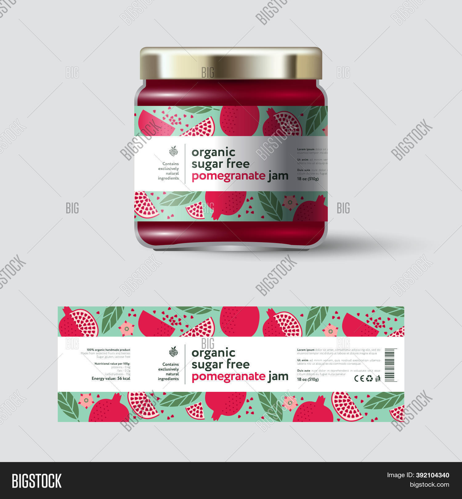 Pomegranate Jam Label Vector &amp; Photo (Free Trial) | Bigstock