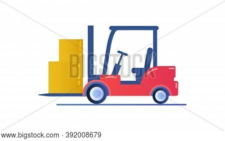 Forklift Truck Isolated On White Background. Industrial Forklift For Branding And Advertising. Trans