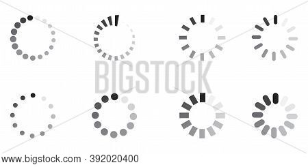 Vector Set Of Circular Progress Icons. Bar Indication For The Site. Loading Graphics For The Applica
