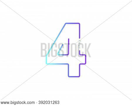 4 Number, Modern Gradient Font Alphabet. Trendy, Dynamic Creative Style Design. For Logo, Brand Labe