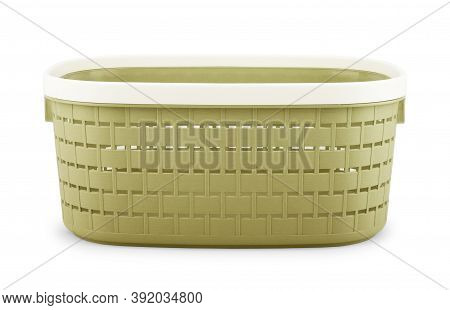 Empty Wicker Basket On Isolated White Backgrounds