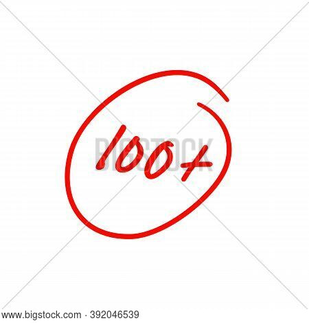 100 Plus Illustration, Best Exam Score, One Hundred And Plus Symbol