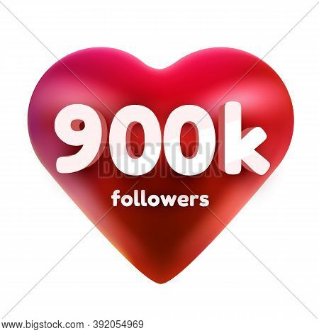 Followers Thank You. Red Heart For Social Network Friends, Followers, Web User Thank You Celebrate O