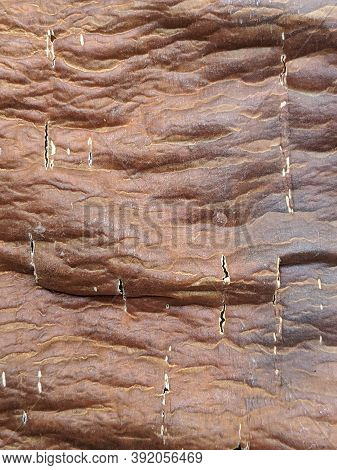 Cassava Bark Texture, Natural Brown Color, Close Up View