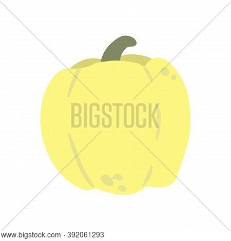 Yellow Bell Pepper In Cartoon Style. Vector Image. Isolated On White