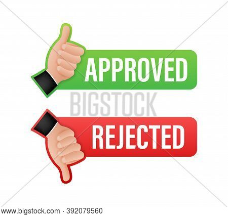 Approved And Rejected Label Sticker Icon. Vector Stock Illustration.
