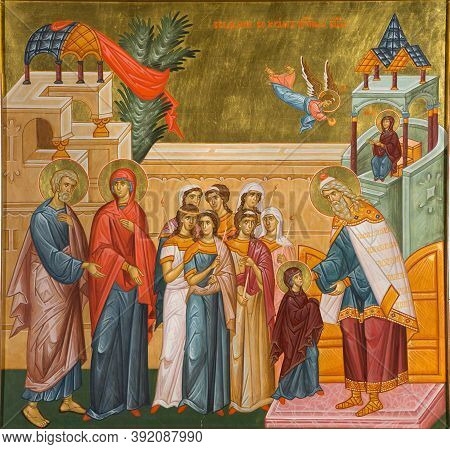 Ukraine, Odessa - April 12, 2016: Icon Introduction To The Temple Of The Blessed Virgin.
