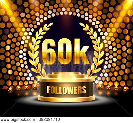 Thank You Followers Peoples, 60k Online Social Group, Happy Banner Celebrate, Vector