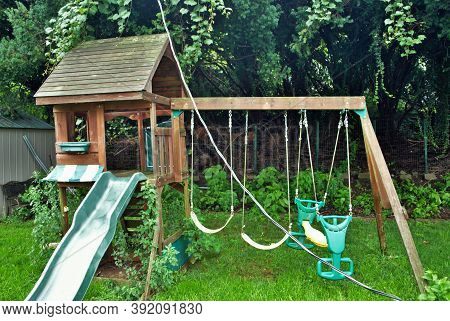 Dangerous Live Downed Power Line Draped Across Backyard Playground
