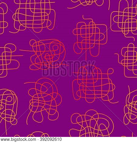 Abstract Seamless Pattern With Gradient Scribbles On Purple Background. Vector Illustration.
