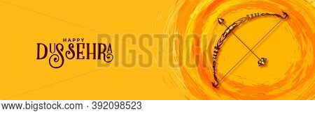 Happy Dussehra Traditional Festival Banner With Bow And Arrow Vector