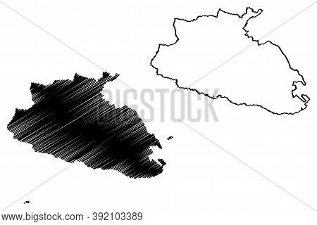 Southern Region (republic Of Malta, Island, Archipelago, Regions Of Malta) Map Vector Illustration, 