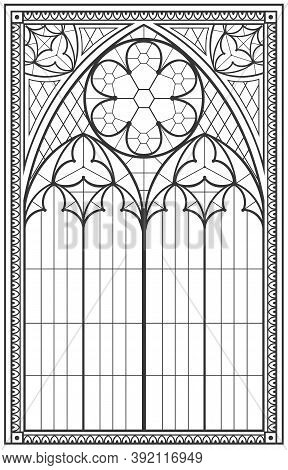Vintage Gothic Background With Arch Outline Drawing