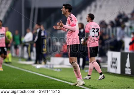 Torino, Italy. 25th October 2020. Alvaro Morata  Of Juventus Fc During The Serie A Match  Between Ju