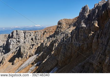 Glaciers Did Not Melt Until Late Summer In The Shade Of Rocks On The Northern Side Of The Oshten Mou
