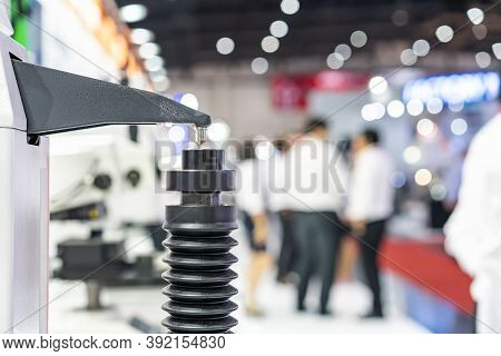 Close Up Sample Part And Diamond Head Pin Of Hardness Tester Machine For Inspection Property Hardnes