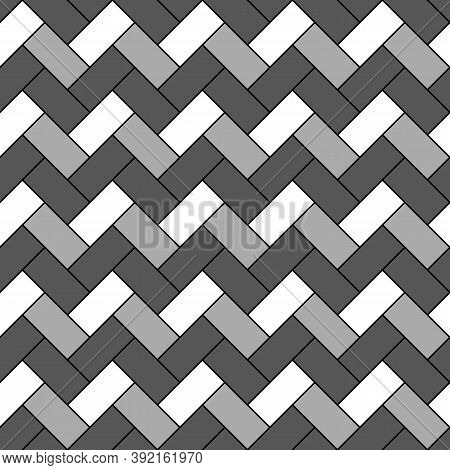Herringbone Pattern. Rectangle Slabs Tessellation. Seamless Surface Design With Slanted Blocks Tilin