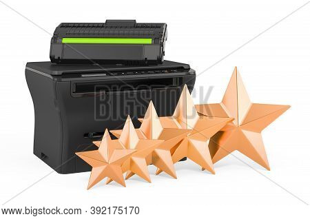 Customer Rating Of Multifunction Printer Mfp, Concept. 3d Rendering Isolated On White Background
