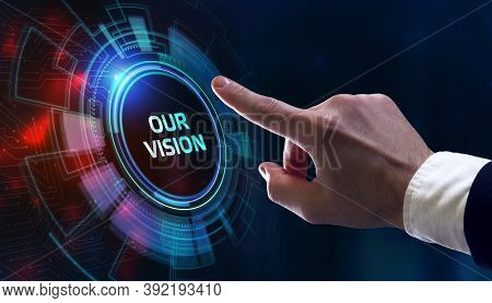 Business, Technology, Internet And Network Concept. Young Businessman Working On A Virtual Screen Of