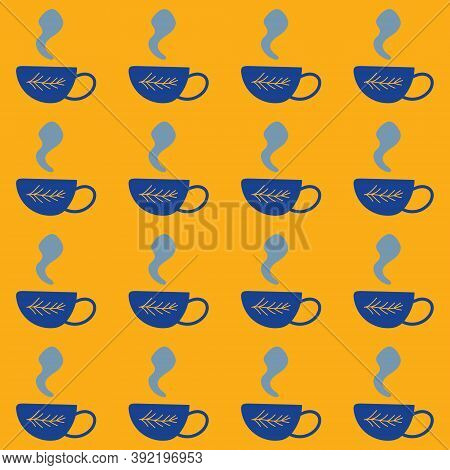 Seamless Pattern , Tea Cups. Vector Stock Illustration. Elements For Menu For Restaurants And Cafe.
