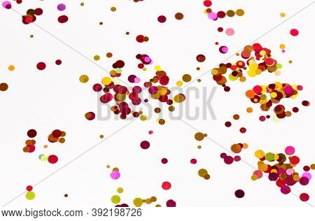 Bright Circles Of Shiny Glitter. Multicolored Background.