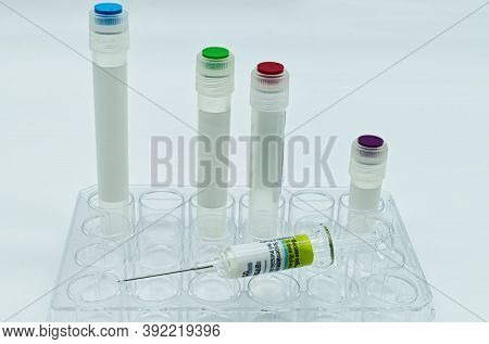 Syringe Of Italian Influenza Vaccine (vaccino Influenzale) Isolated On White Background