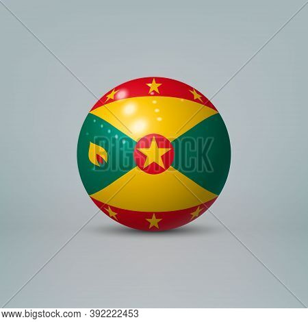 3d Realistic Glossy Plastic Ball Or Sphere With Flag Of Grenada