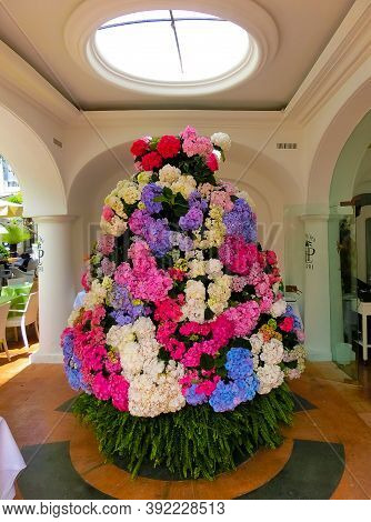 Capri, Italy - May 04, 2014: The Main Entrance At Hotel La Palma In Old Center Of Capri, Italy On Ma